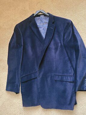 Madison Modern Fit Luxe Velvet Paisley Lined Navy Blazer Jacket